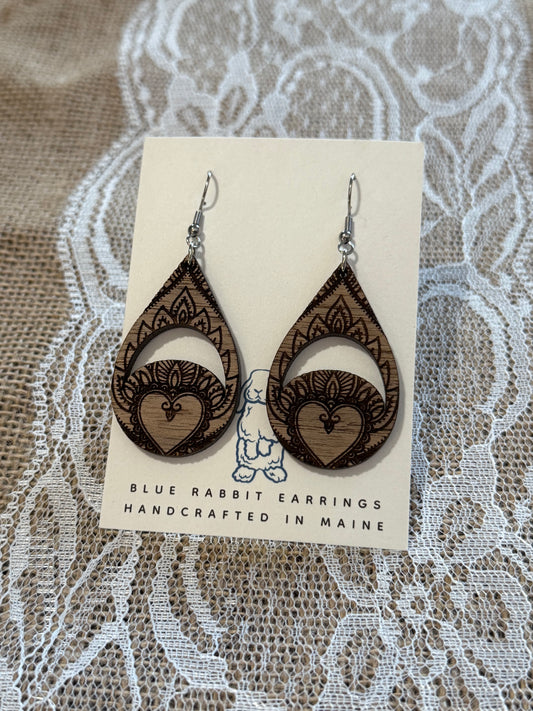 Walnut Heart Earrings