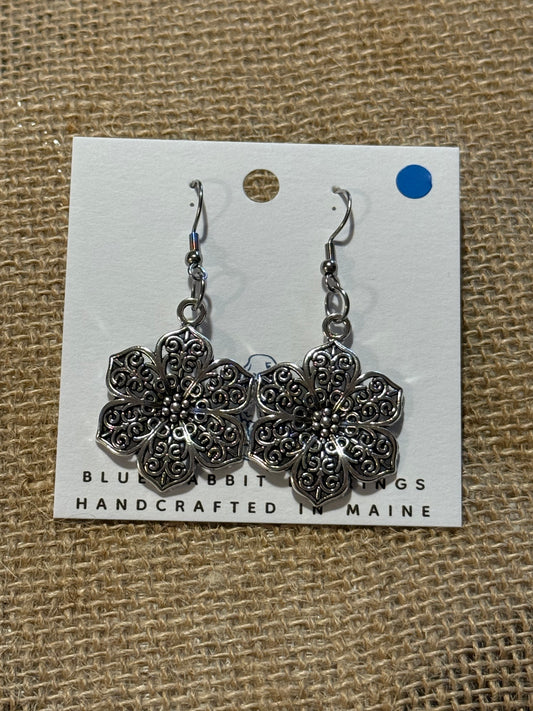 Antique Silver Flower Earrings