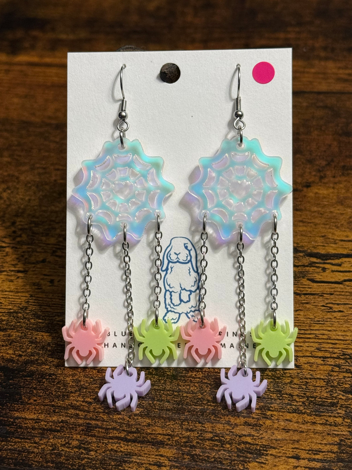 Acrylic Pastel Spider Web Earrings