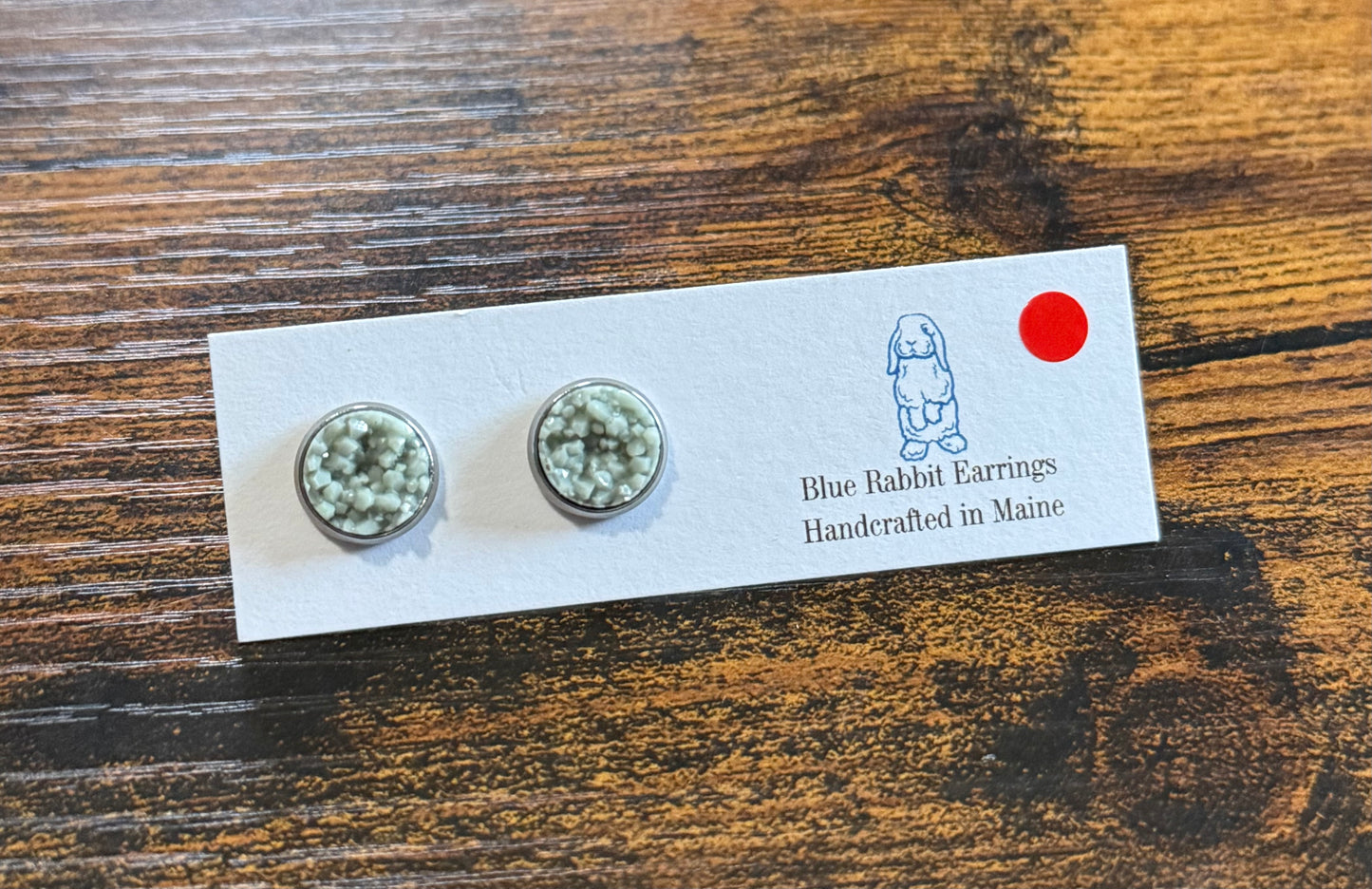 Sage Druzy Studs 10mm