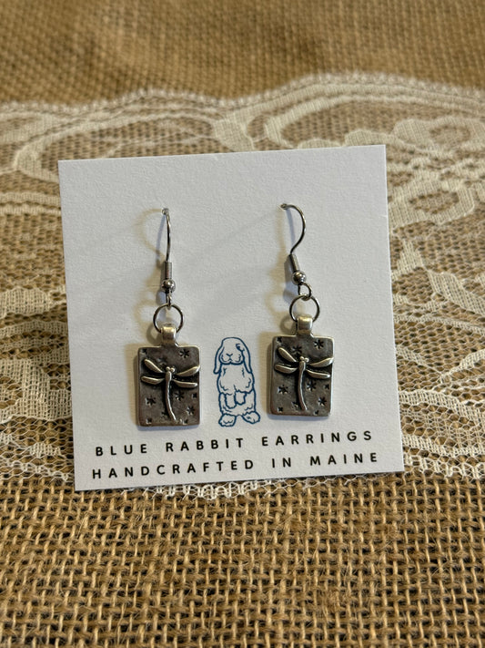 Antique Silver Dragonfly Earrings