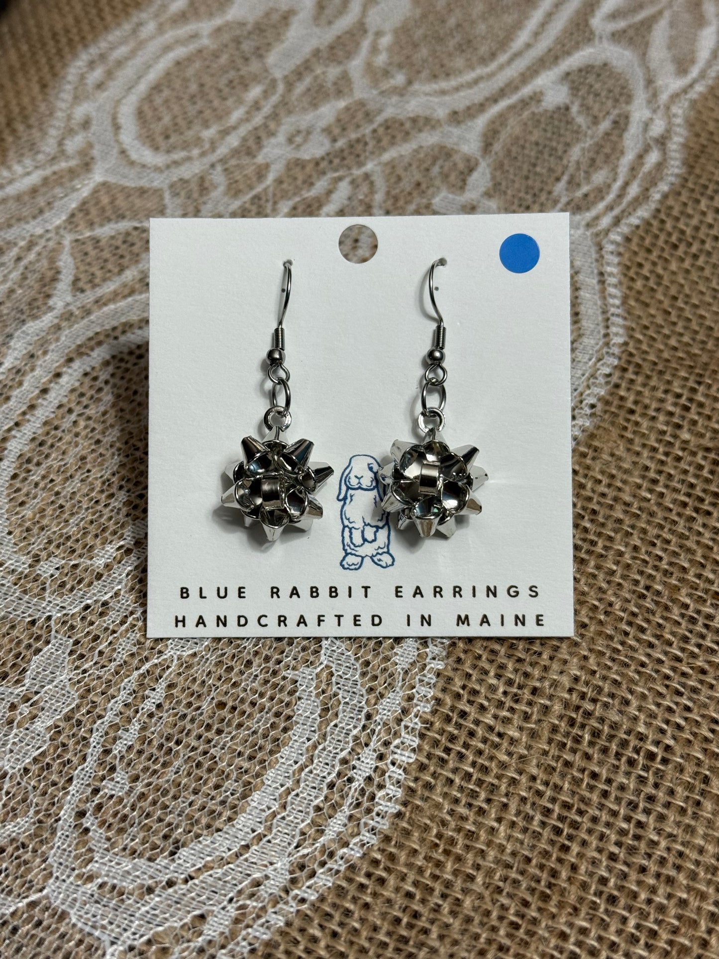 Silver Christmas Bow Earrings