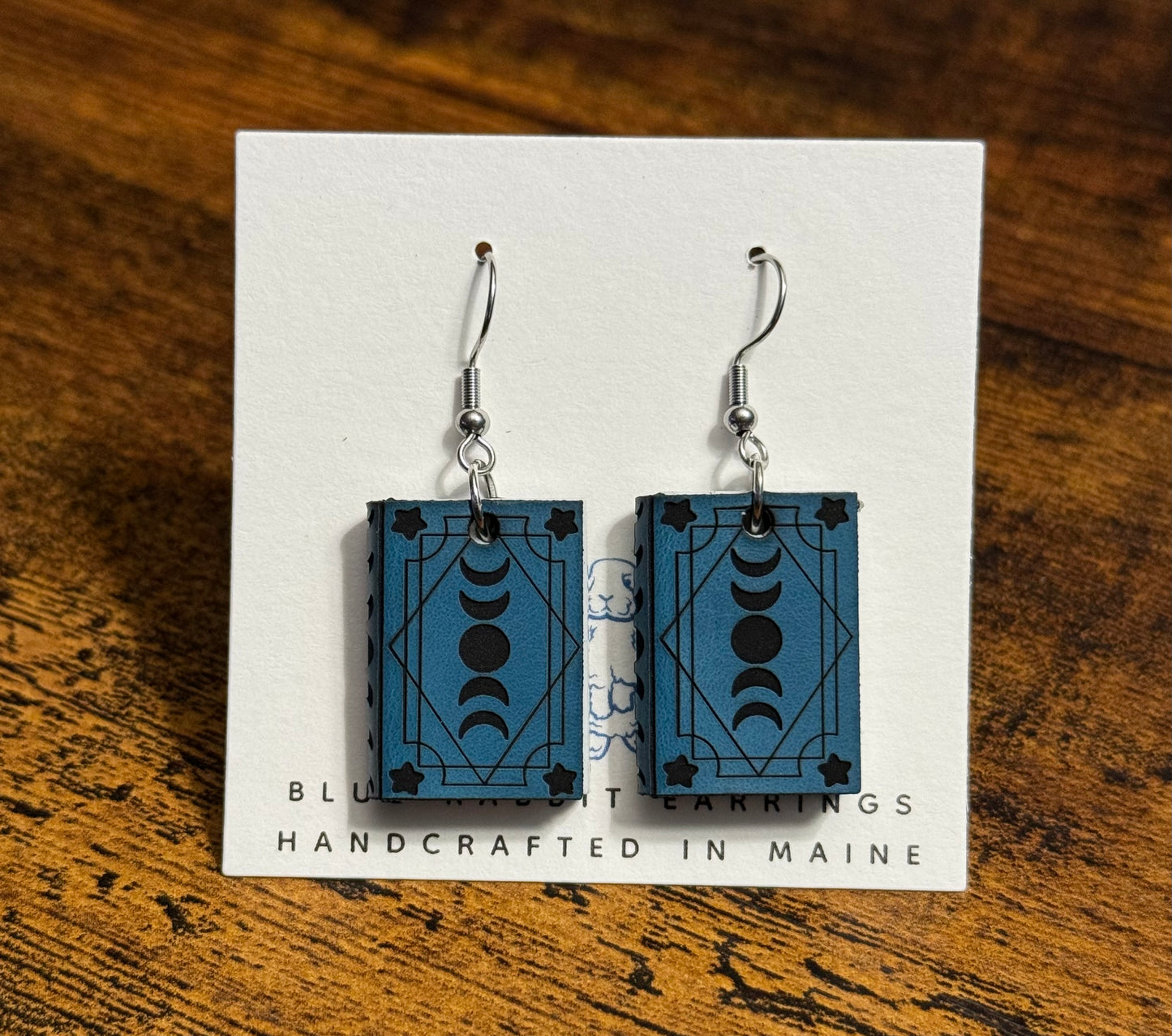 Blue Celestial Book Earrings