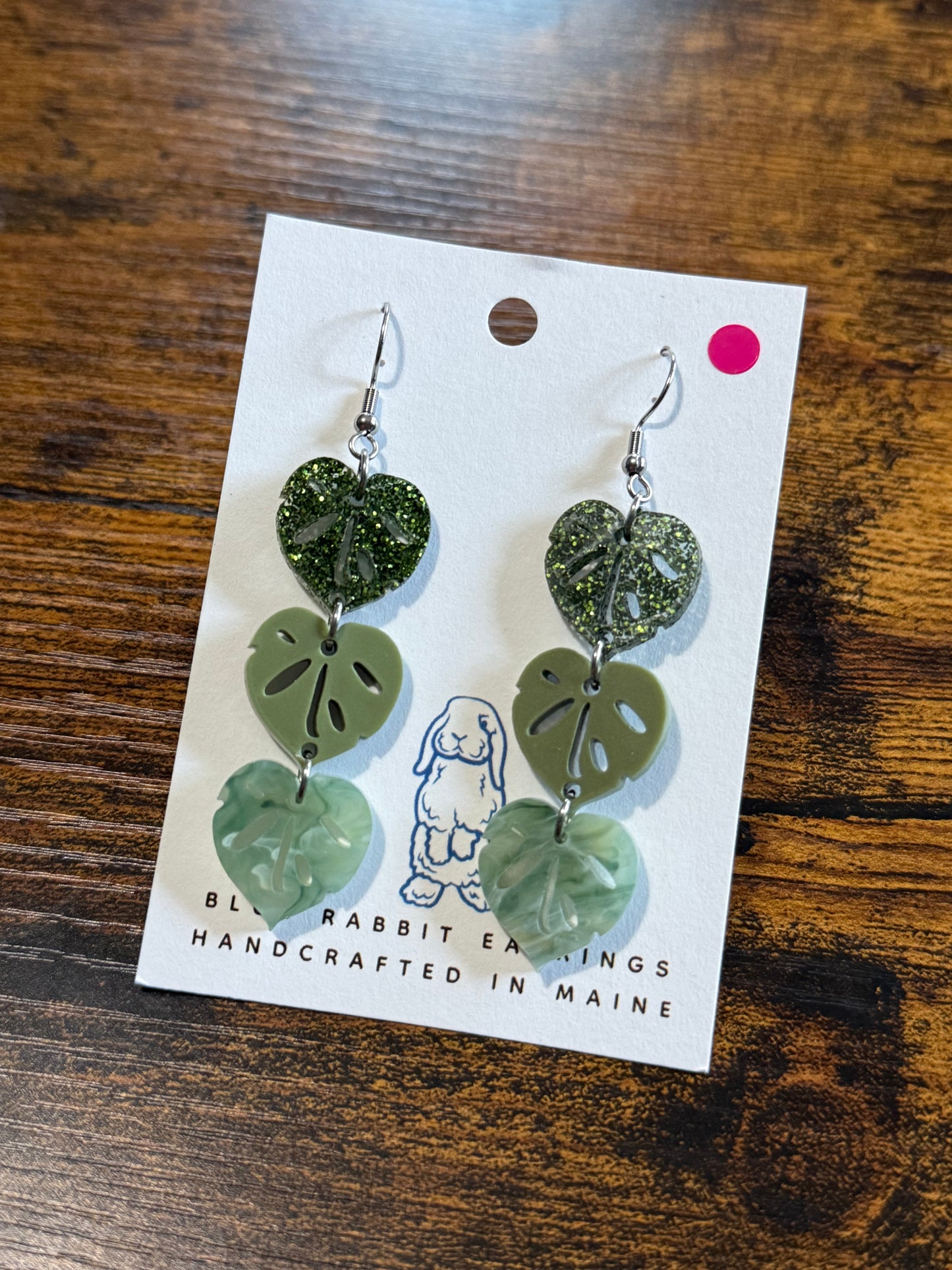 Acrylic Pothos Leaf Earrings