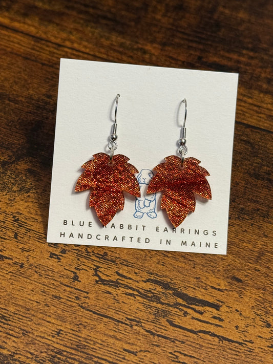 Acrylic Orange Leaf Earrings