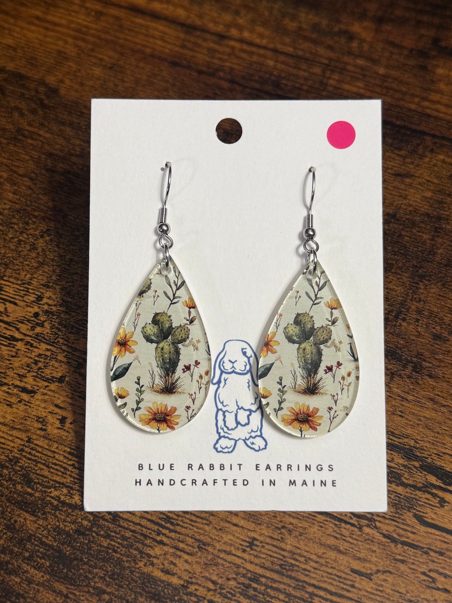 Acrylic Cactus and Floral Earrings