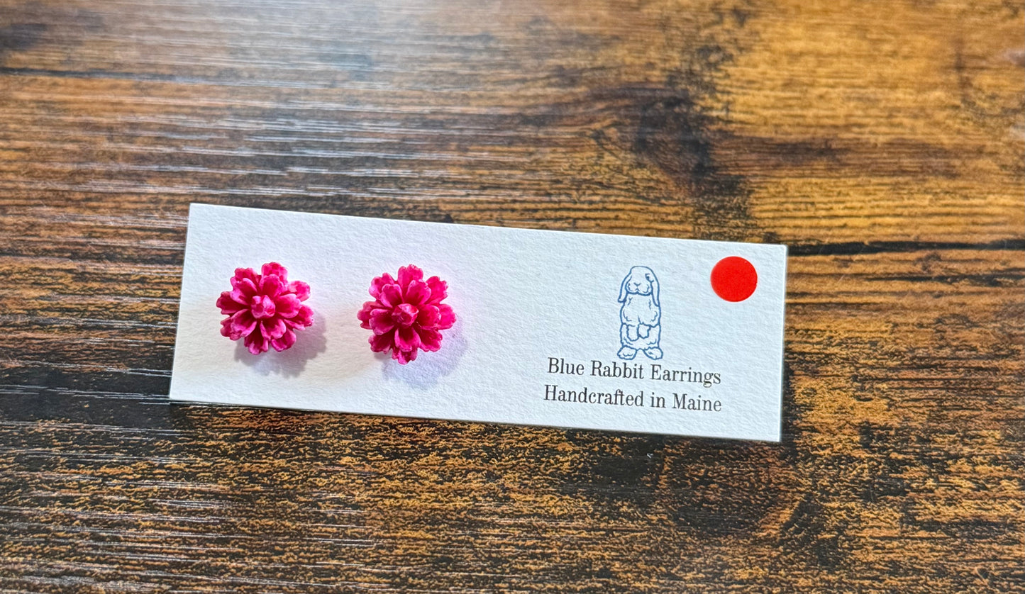 Magenta Flower Studs 11mm
