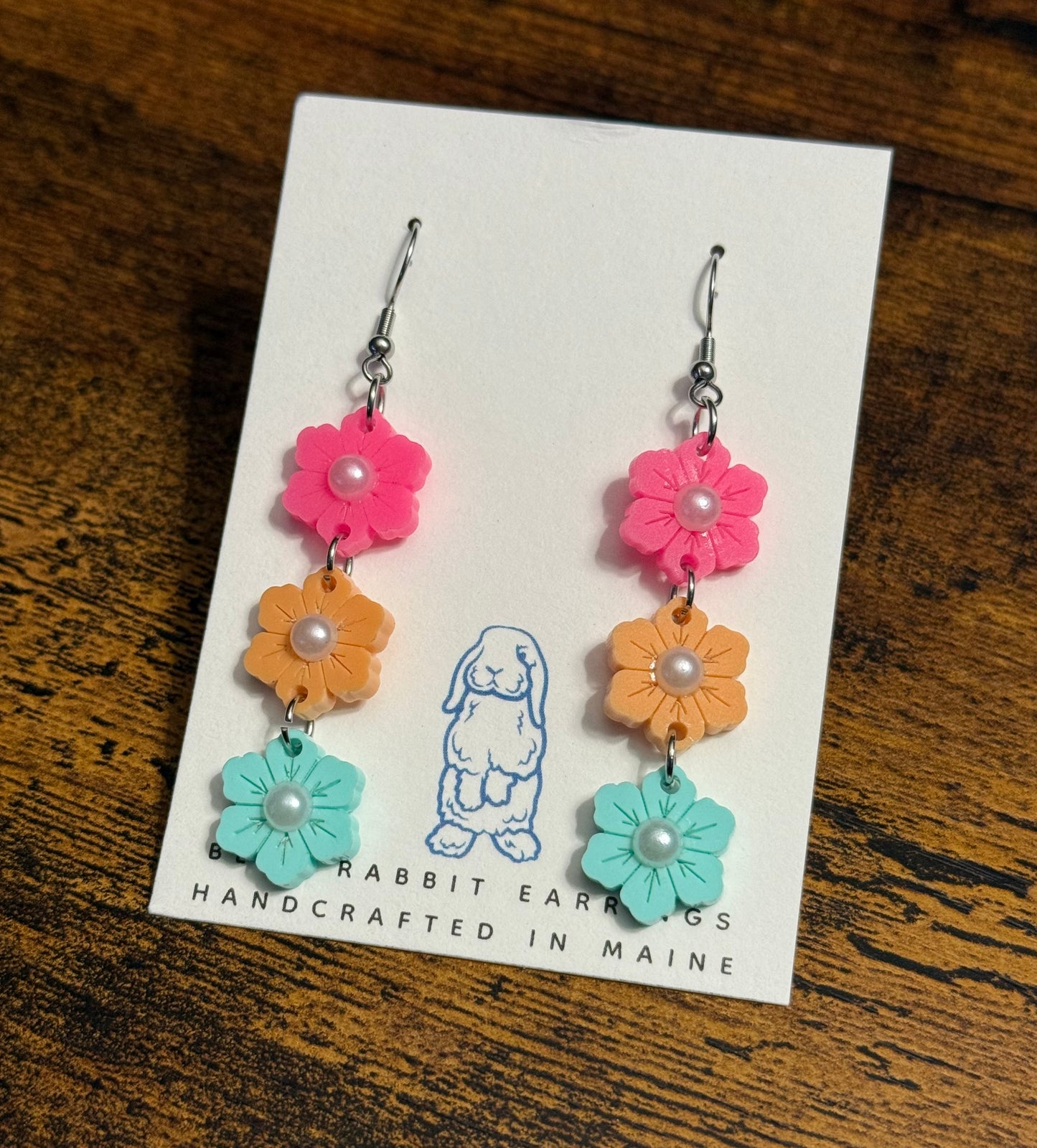 Acrylic Electric Summer Flower Earrings