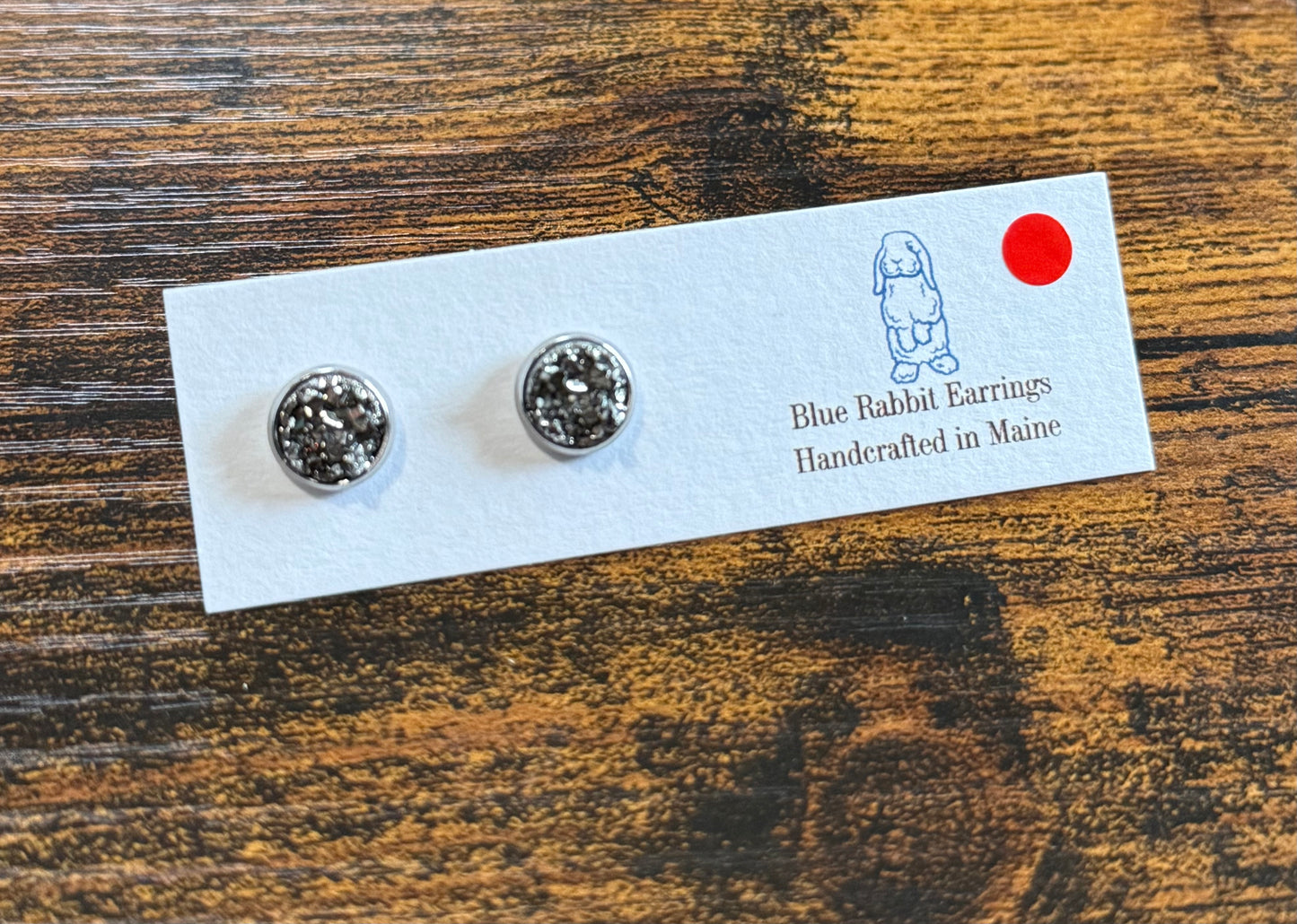 Gun Metal Druzy Studs 8mm