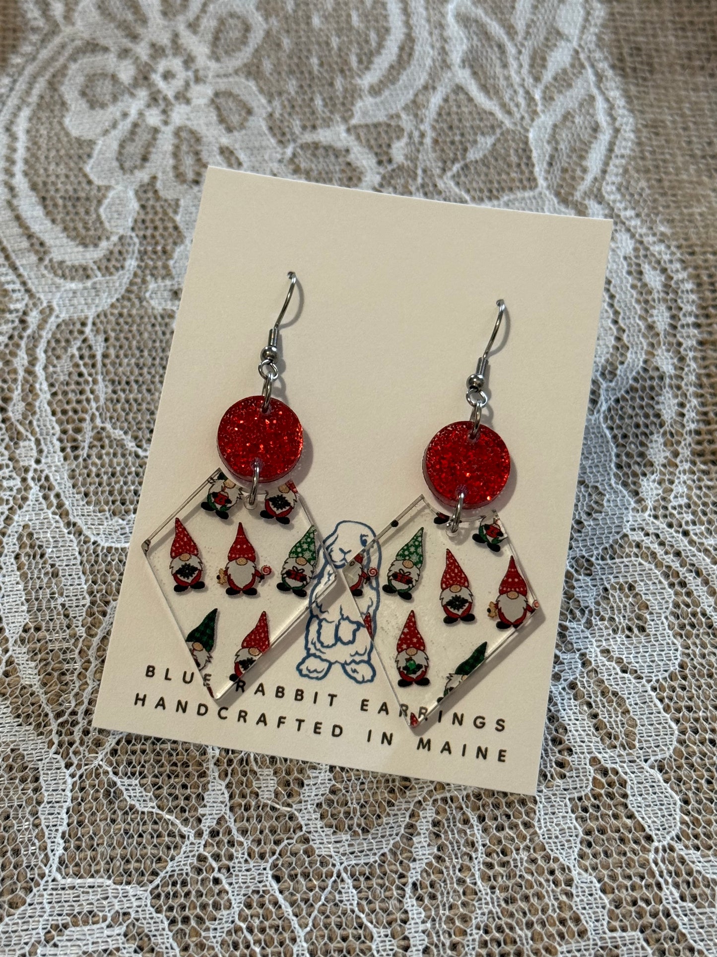 Acrylic Christmas Gnome Earrings