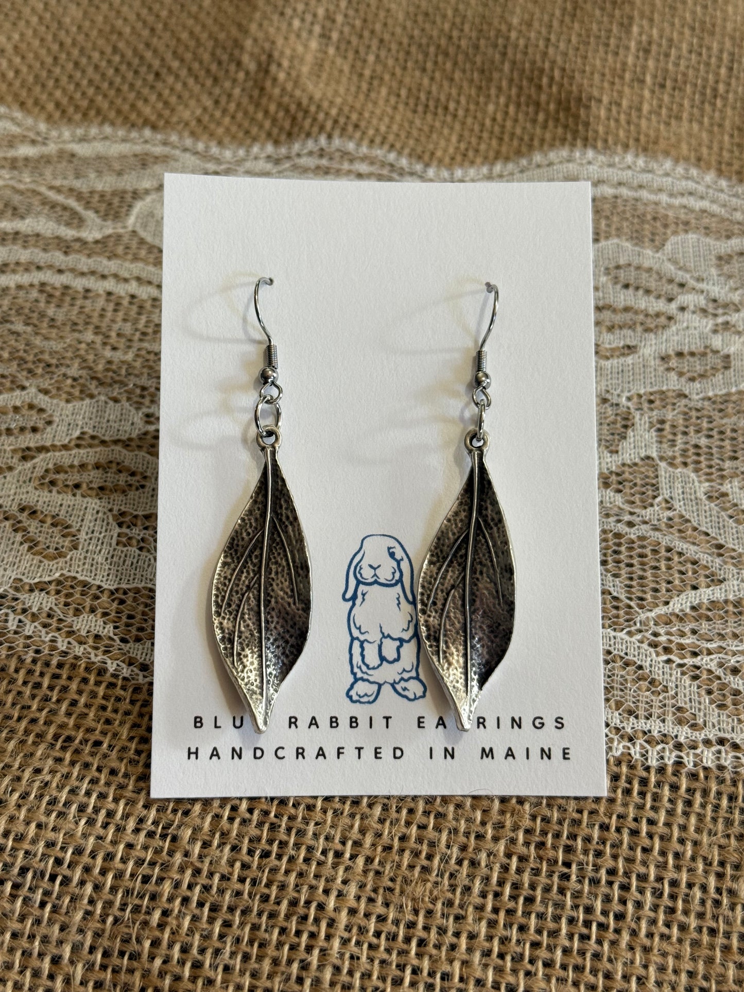 Antique Silver Leaf Earrings