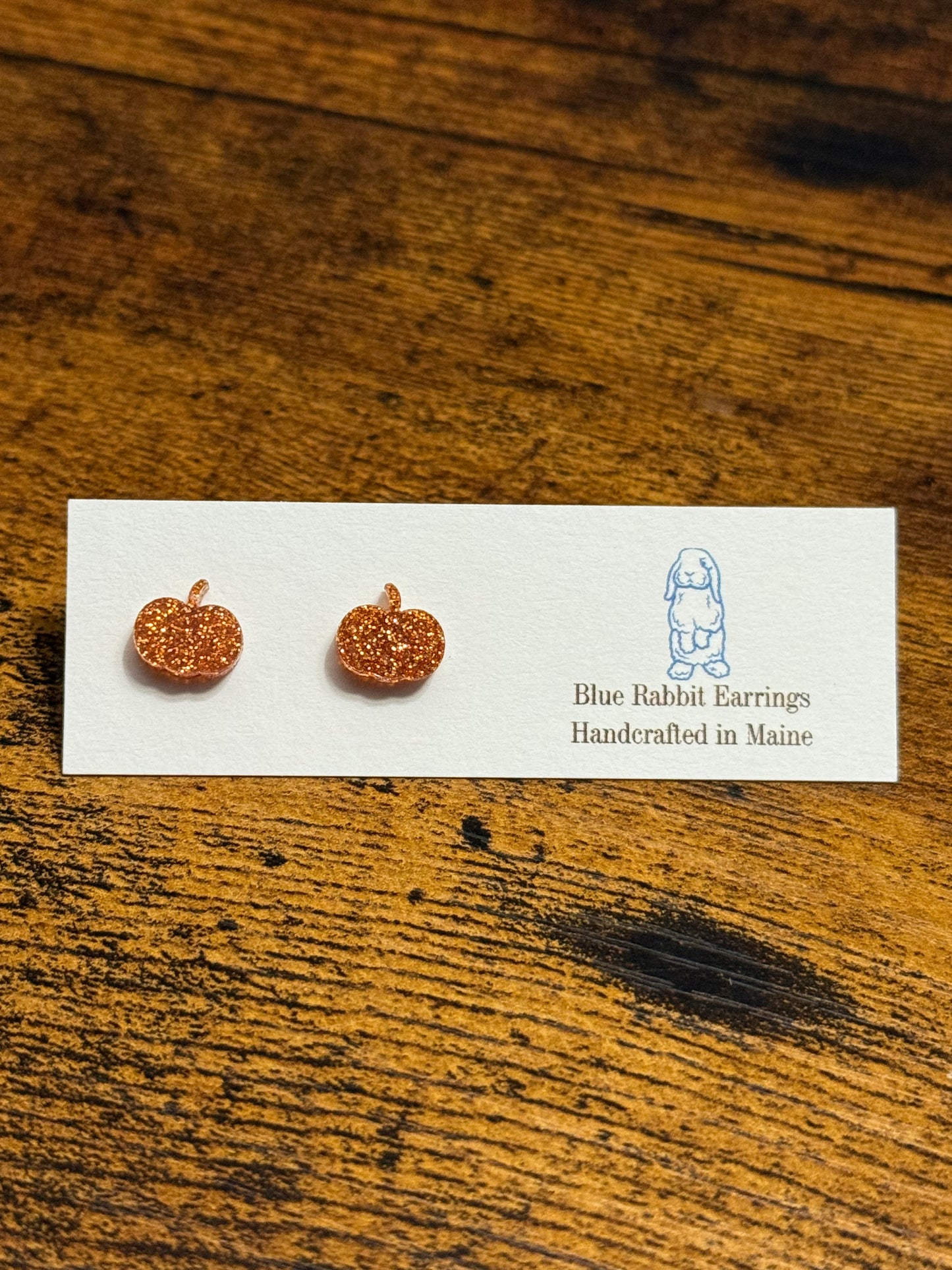 Acrylic Orange Glitter Pumpkin Studs