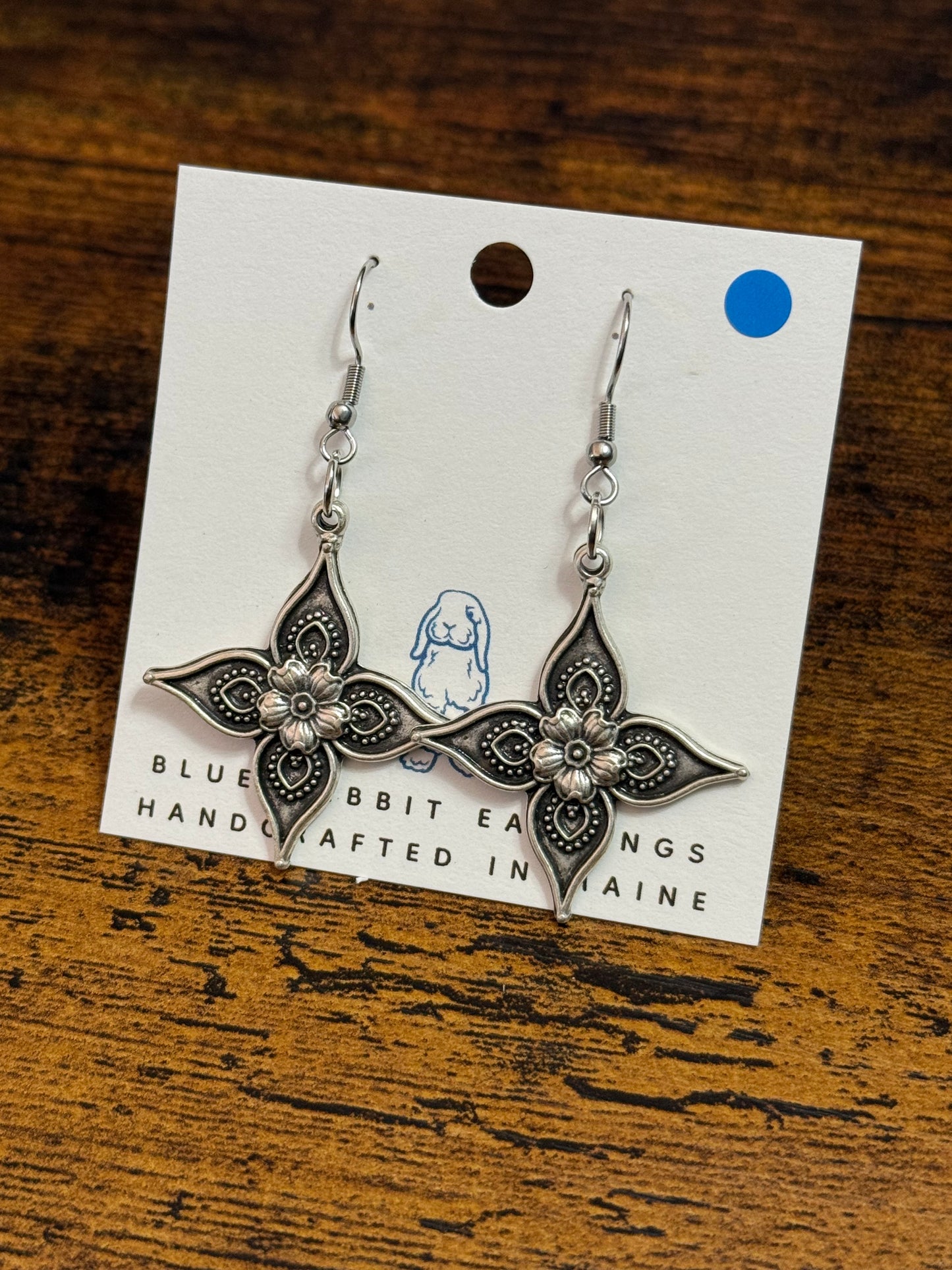 Antique Silver Flower Earrings