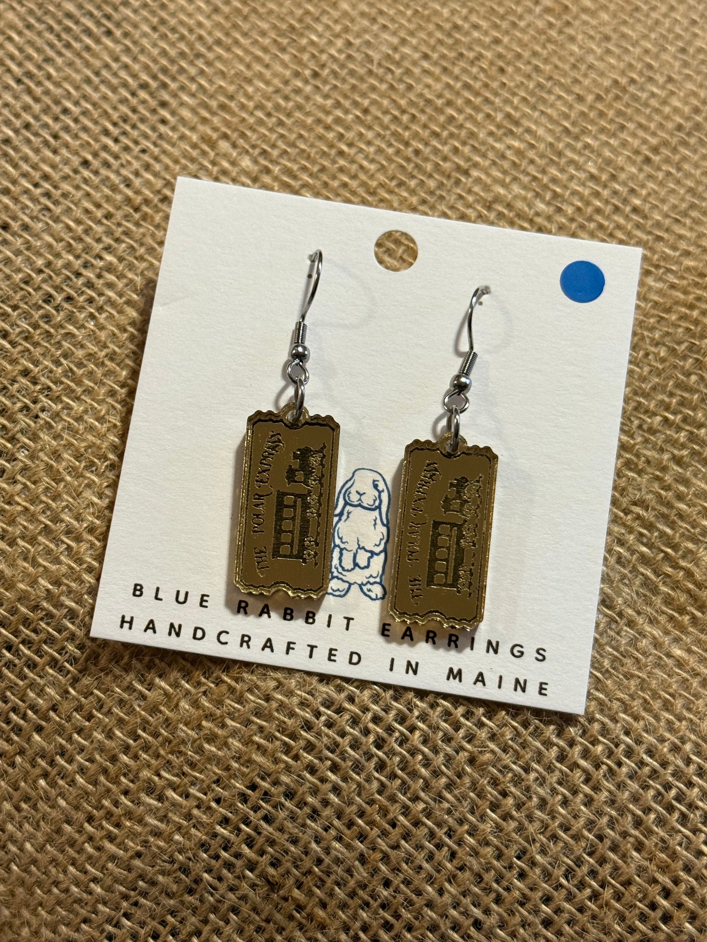 Acrylic Polar Express Ticket Earrings