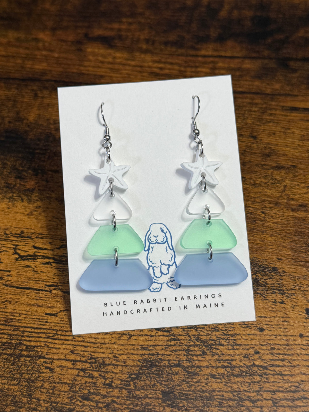 Acrylic Coastal Christmas Tree Earrings
