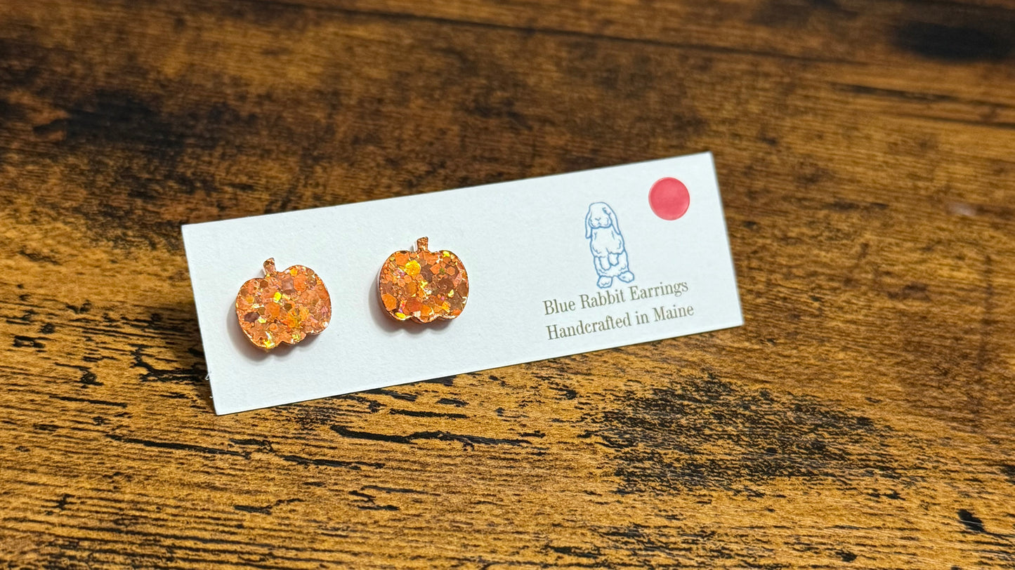 Acrylic Glitter Pumpkin Studs