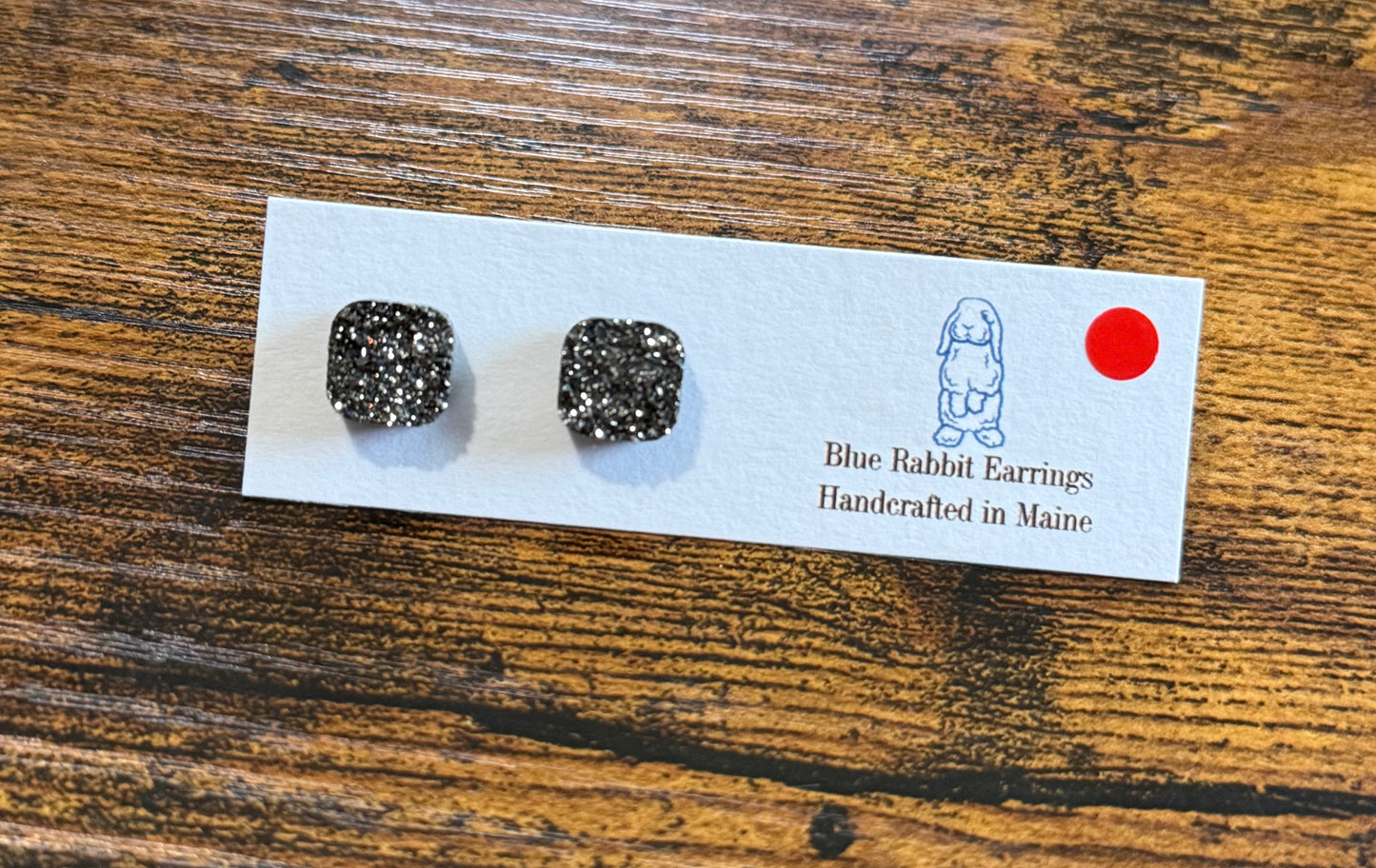 Gray Square Druzy Studs 10mm