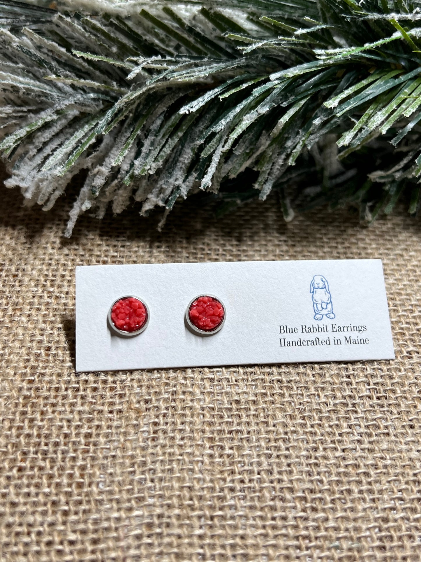 Coral Druzy Studs 8mm