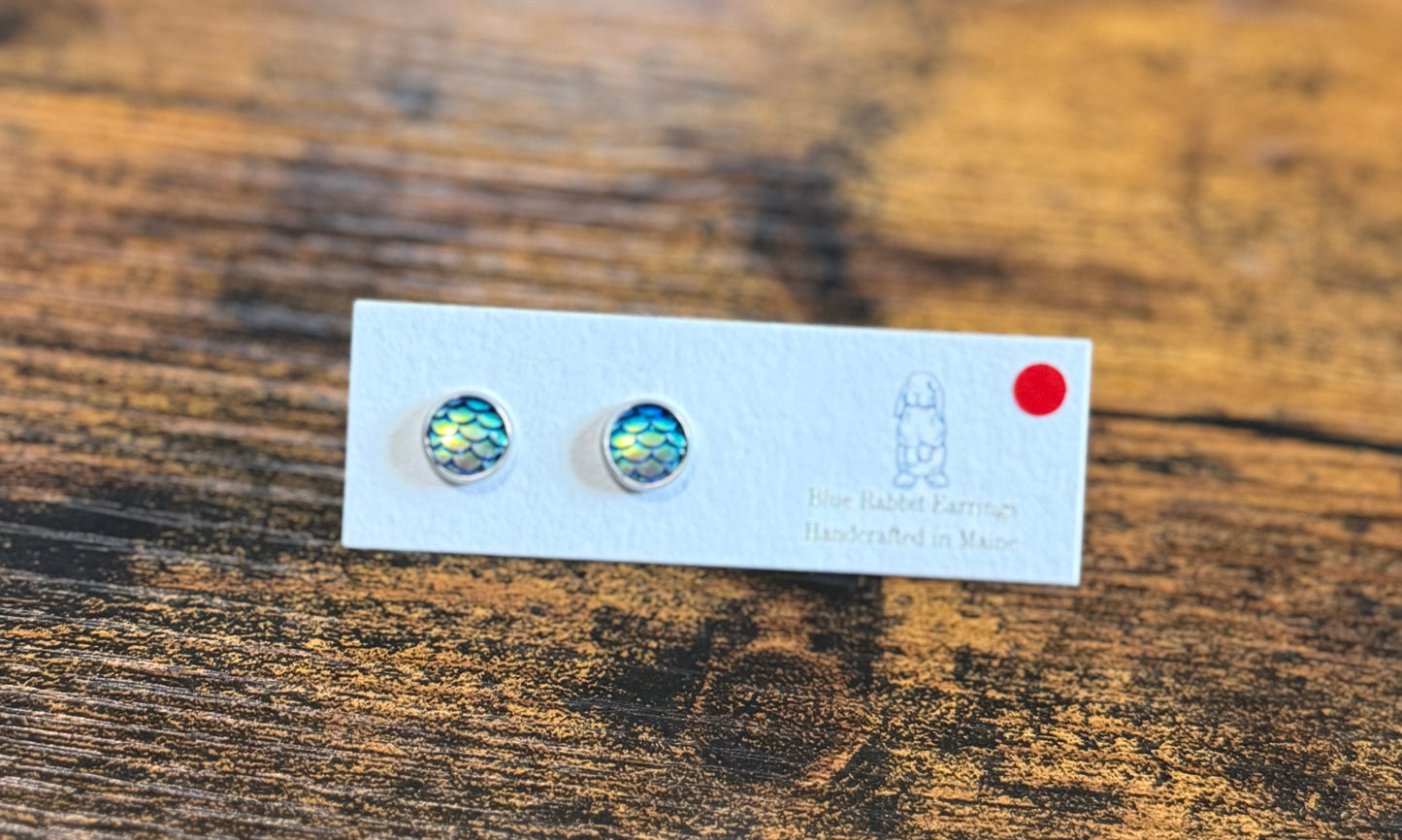 Blue Mermaid Studs 8mm