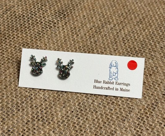 Acrylic Multi Color Reindeer Studs