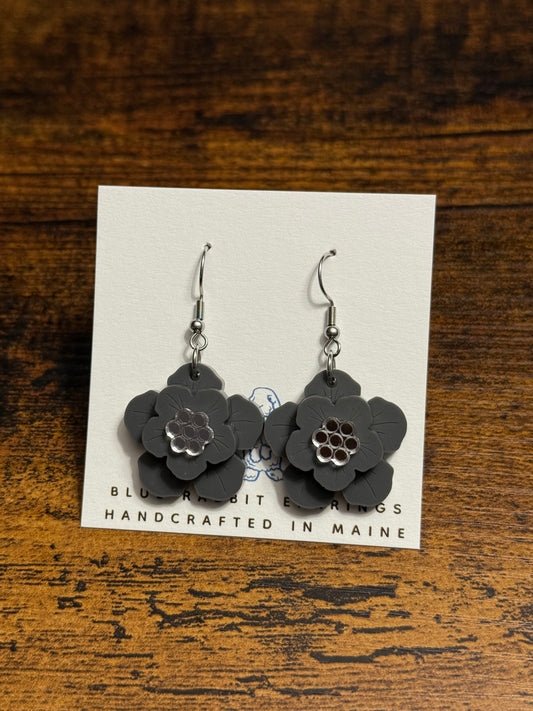 Acrylic Concrete Gray Flower Earrings