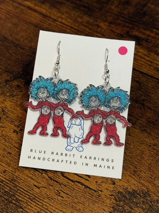 Acrylic Thing 1&2 Inspired Earrings