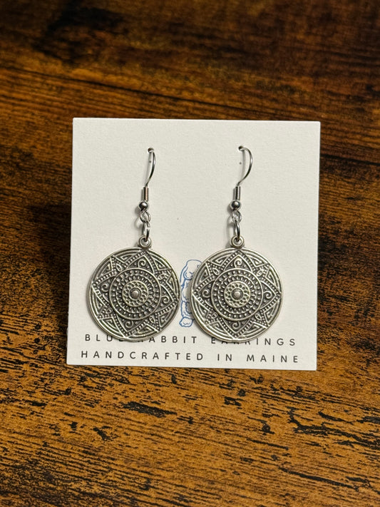 Antique Silver Mandala Earrings