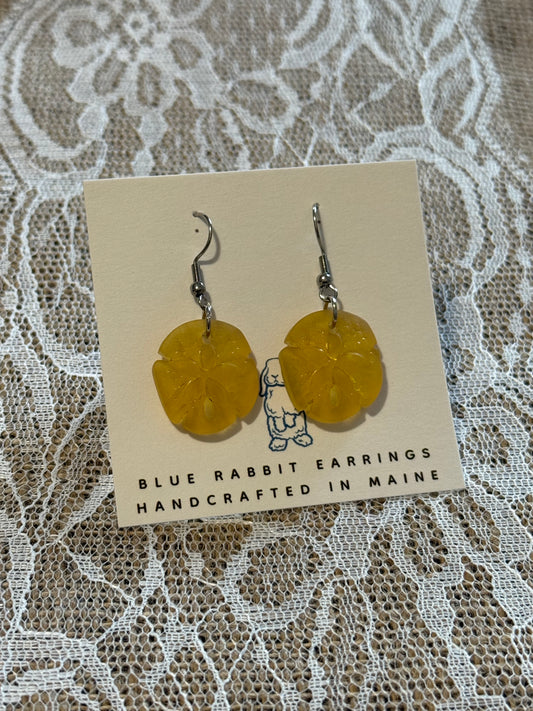 Desert Gold Sand Dollar Sea Glass Earrings
