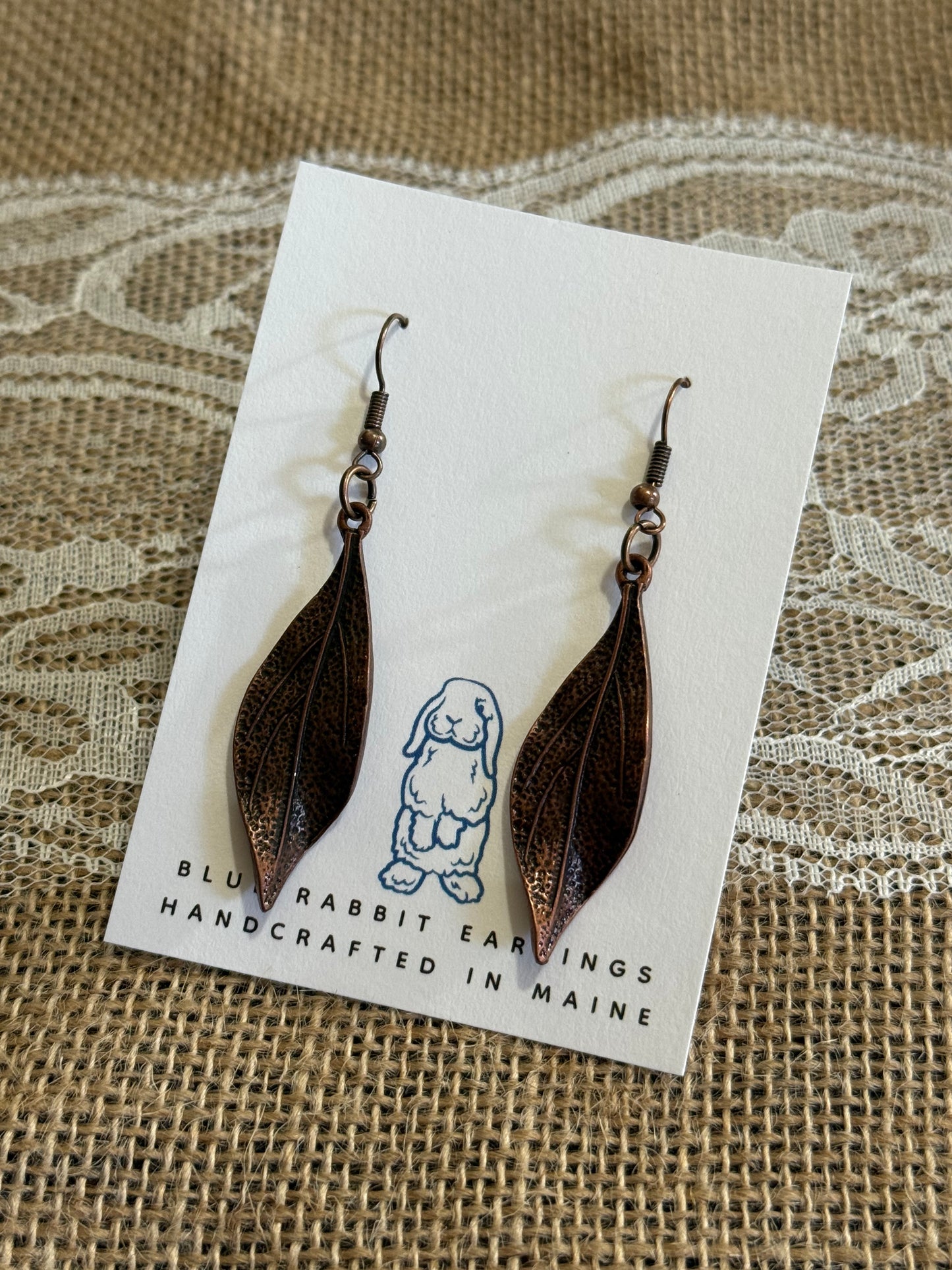 Antique Copper Leaf Earrings