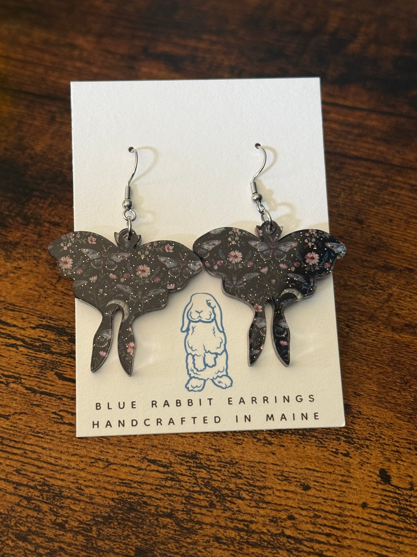 Acrylic Luna Moth Earrings