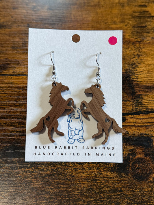 Walnut Horse Earrings