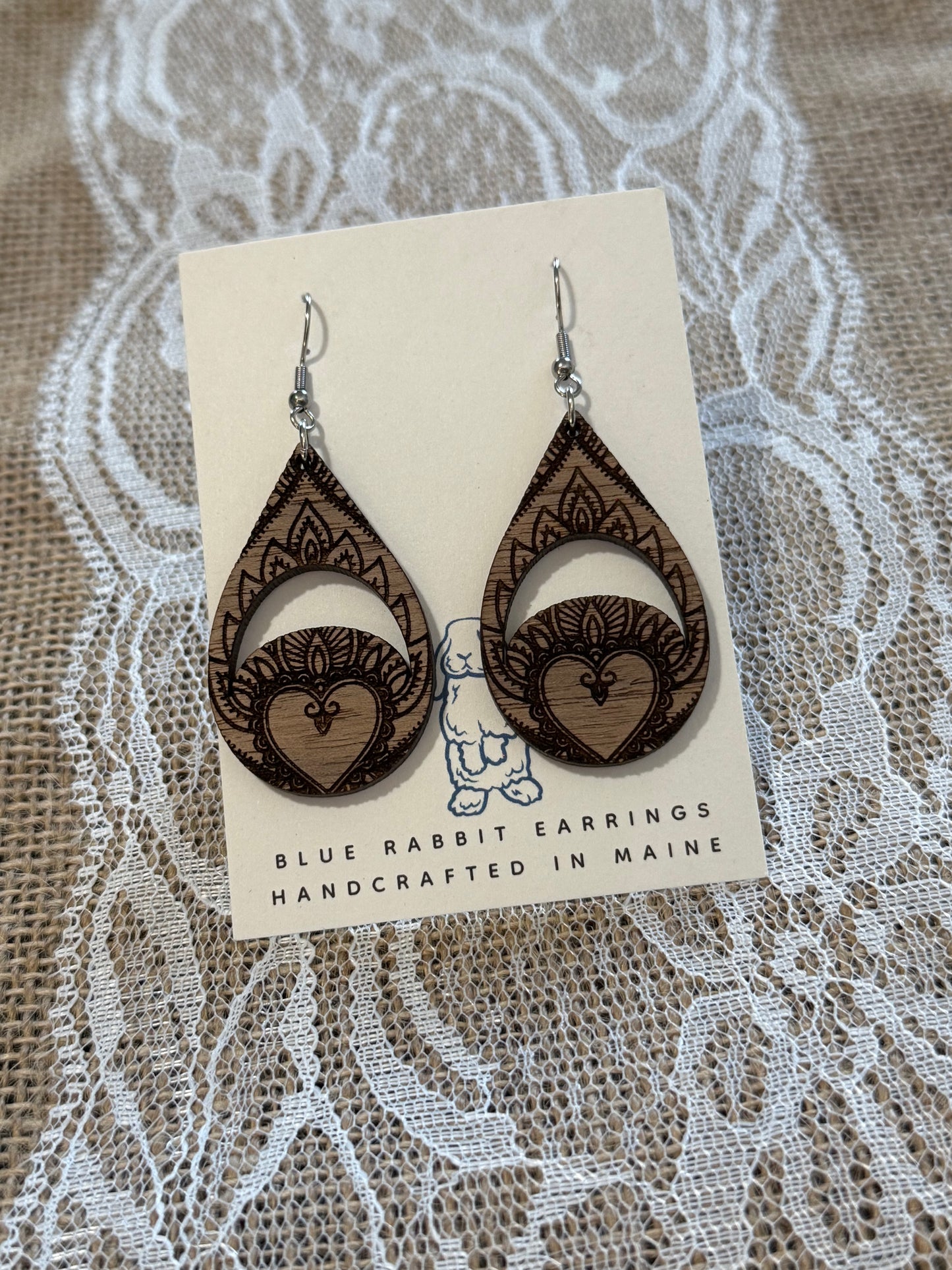 Walnut Heart Earrings