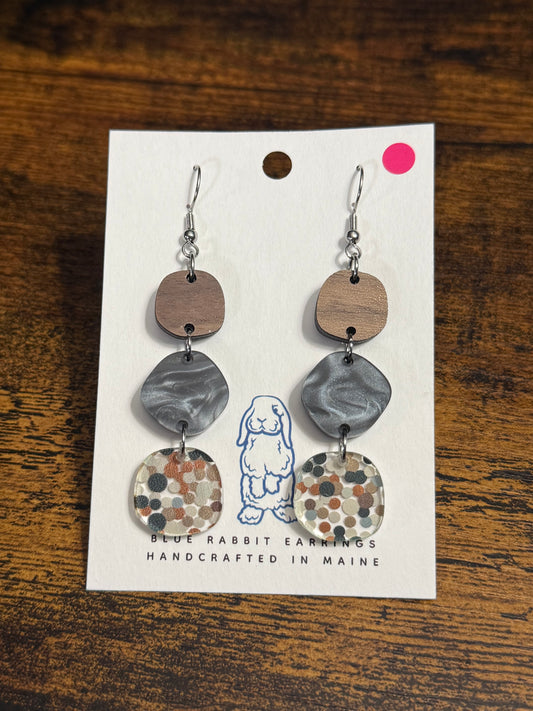 Acrylic Neutral Dot Design Earrings
