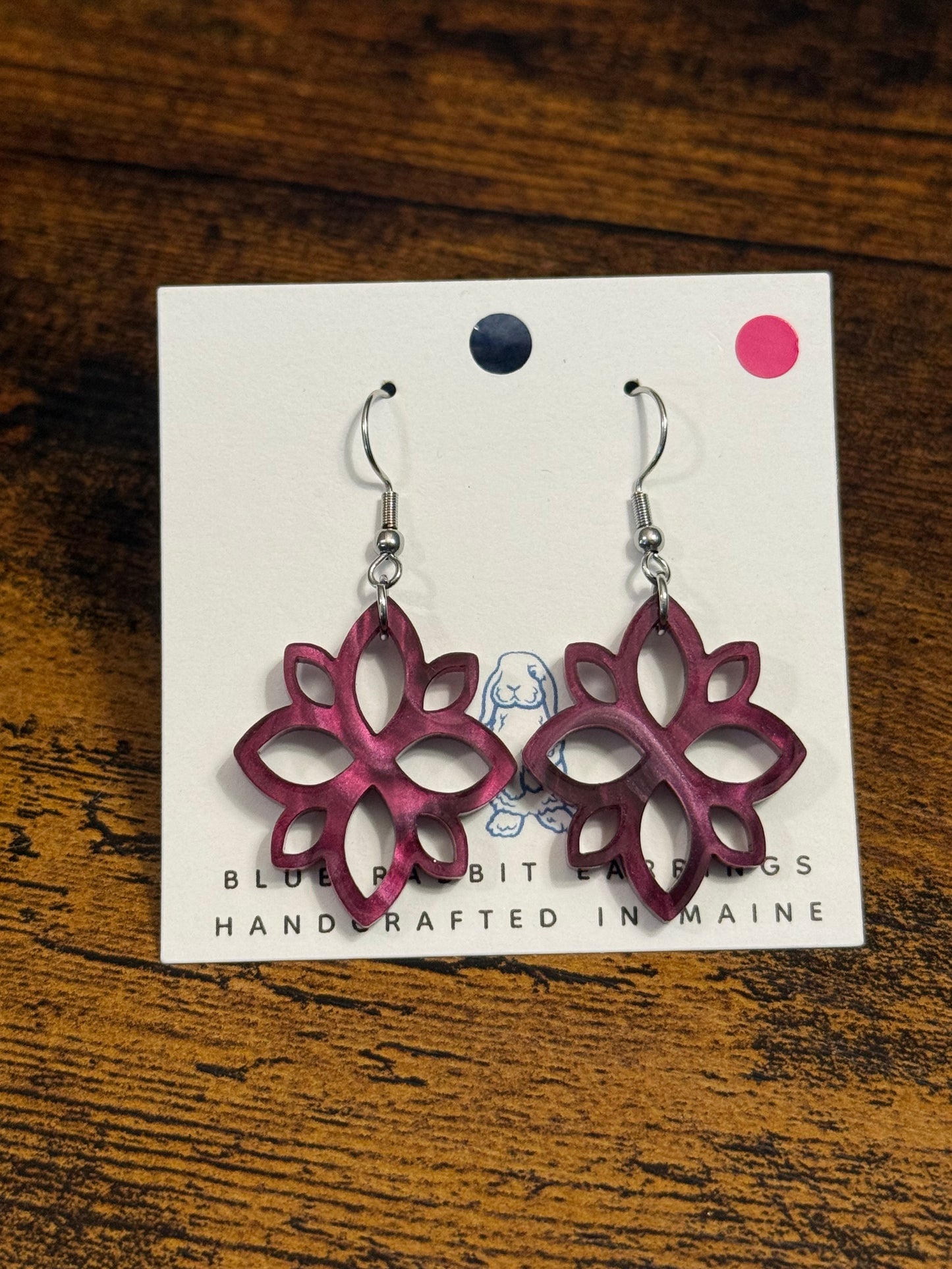 Acrylic Burgundy Arabesque Tile Earrings