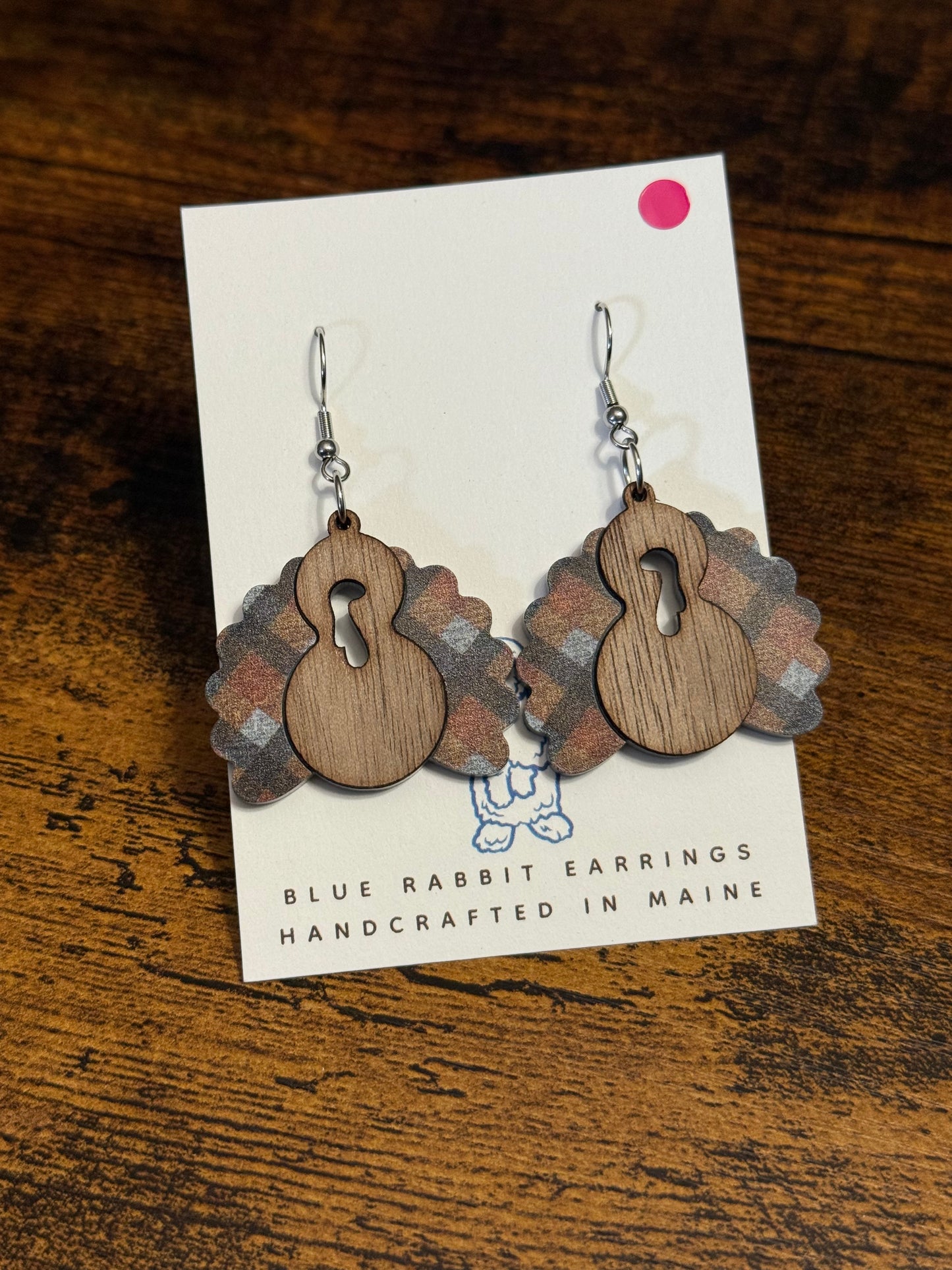 Acrylic Plaid Turkey Earrings