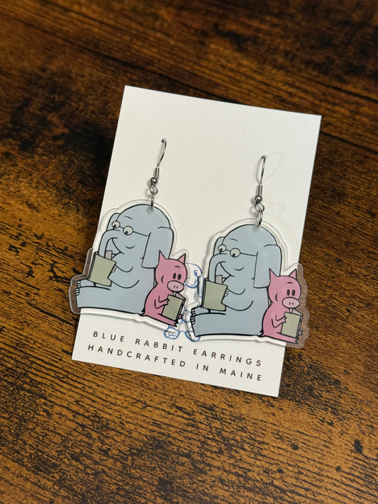 Acrylic Piggie & Elephant Earrings