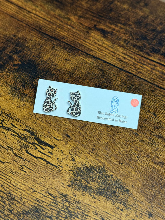 Acrylic Leopard Print Cat Studs