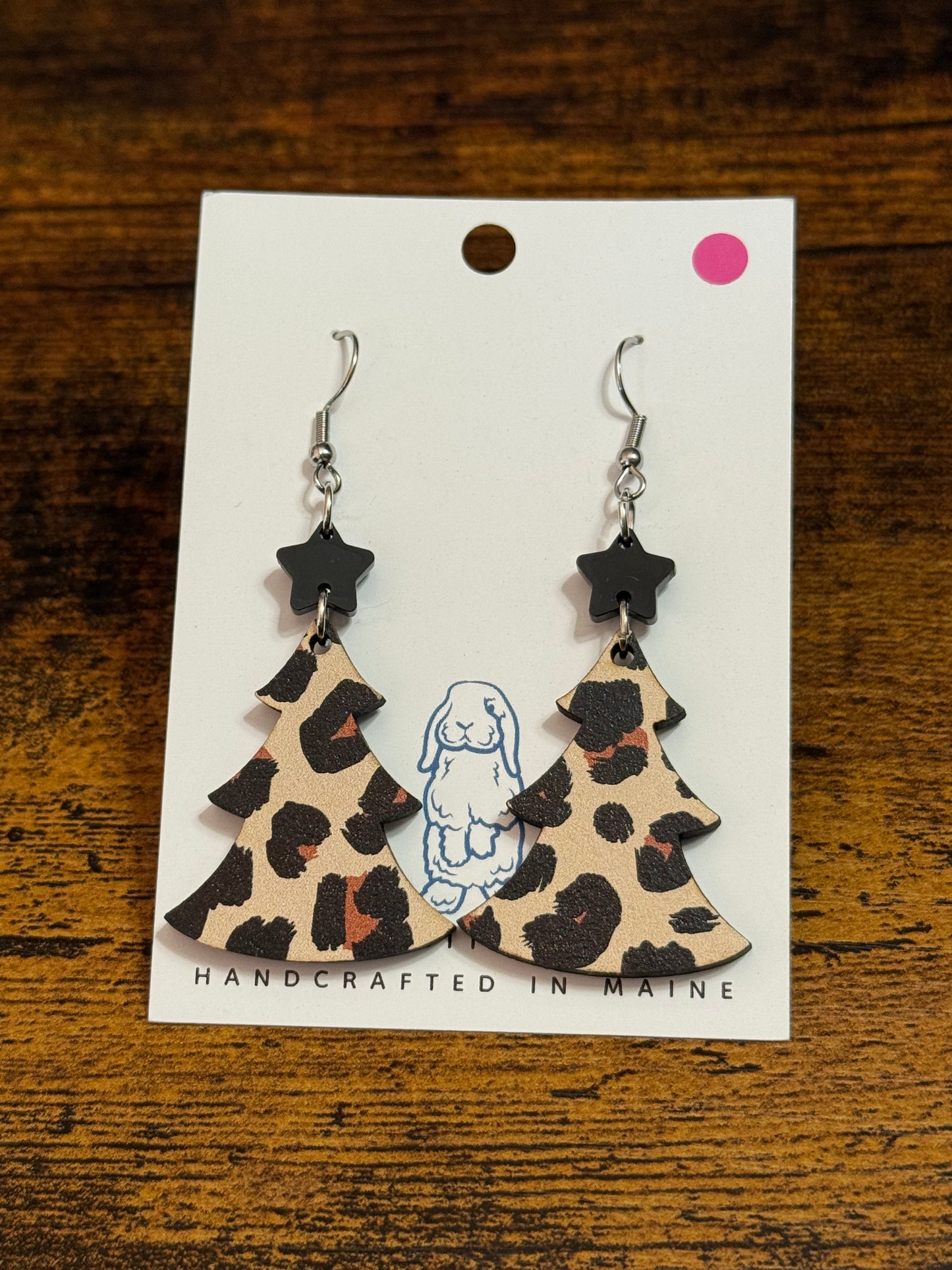 Acrylic Leopard Print Tree Earrings
