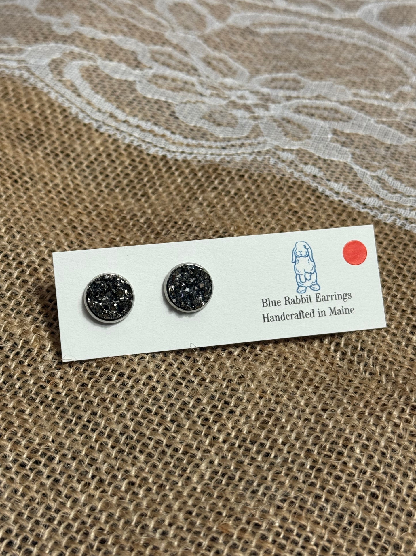 Gunmetal Druzy Studs 10mm