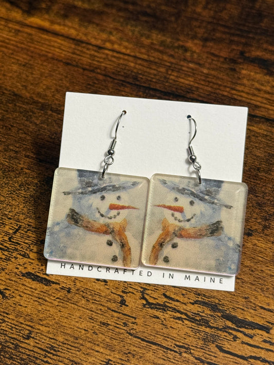 Acrylic Snowman Earrings