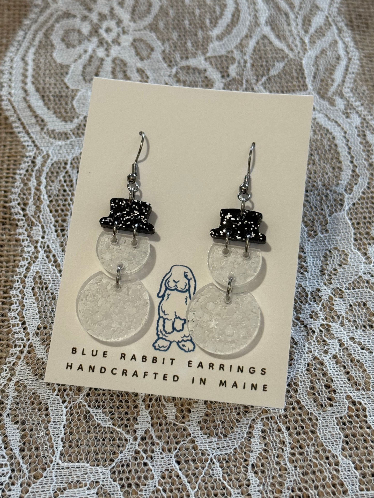 Acrylic Snowman Earrings