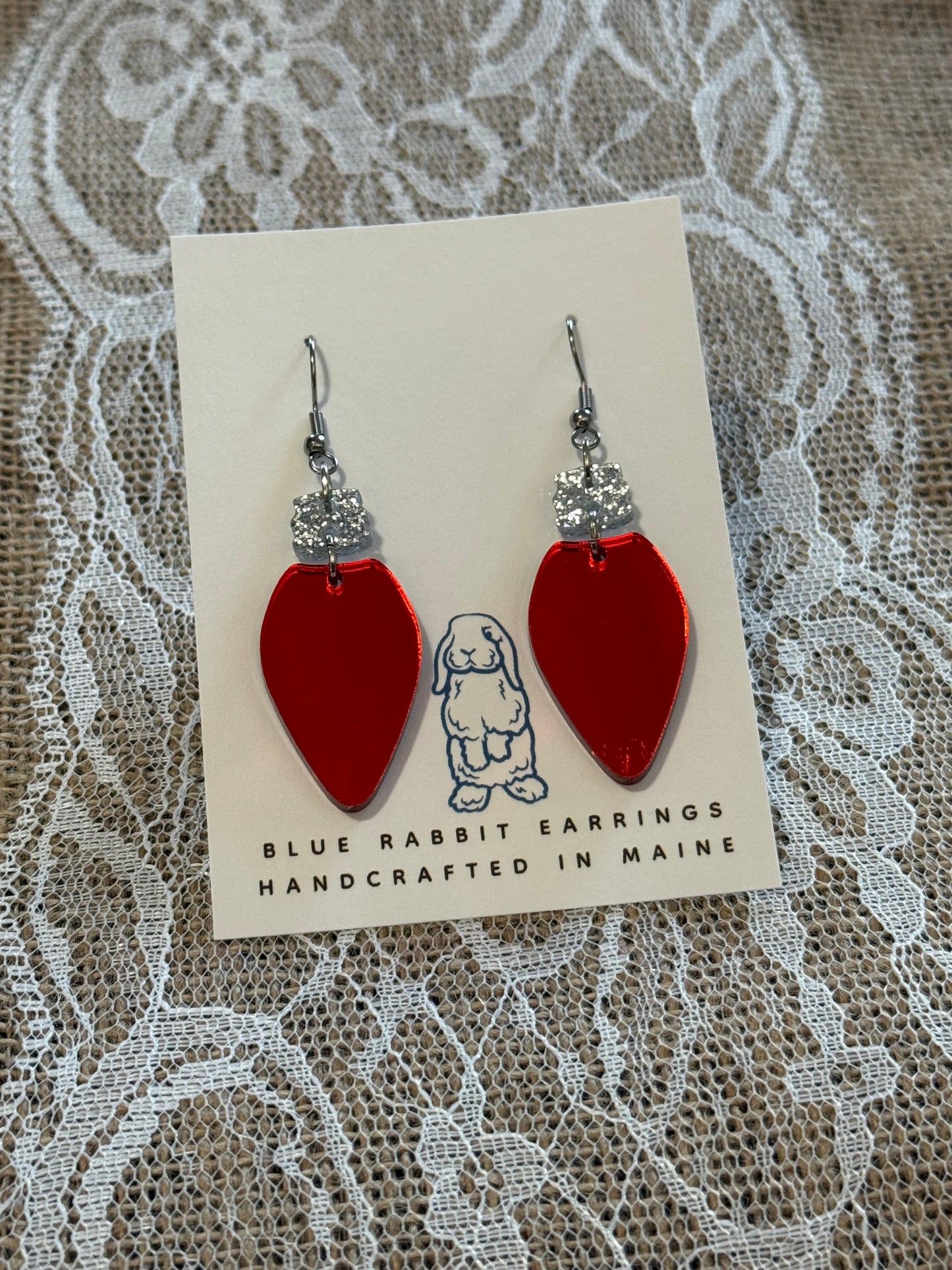 Acrylic Red Christmas Light Earrings