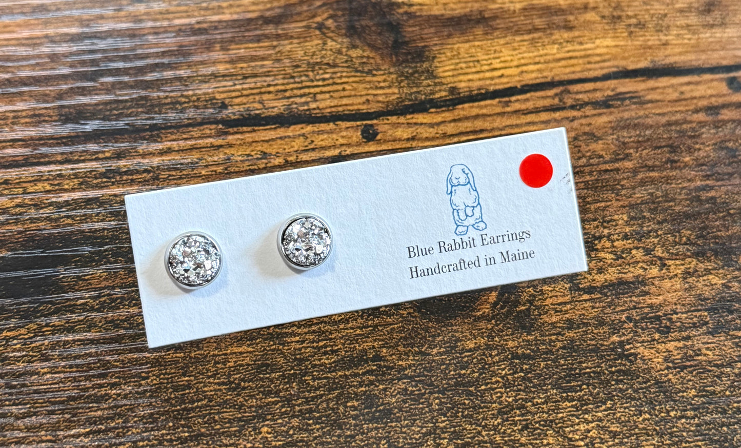 Silver Druzy Studs 8mm