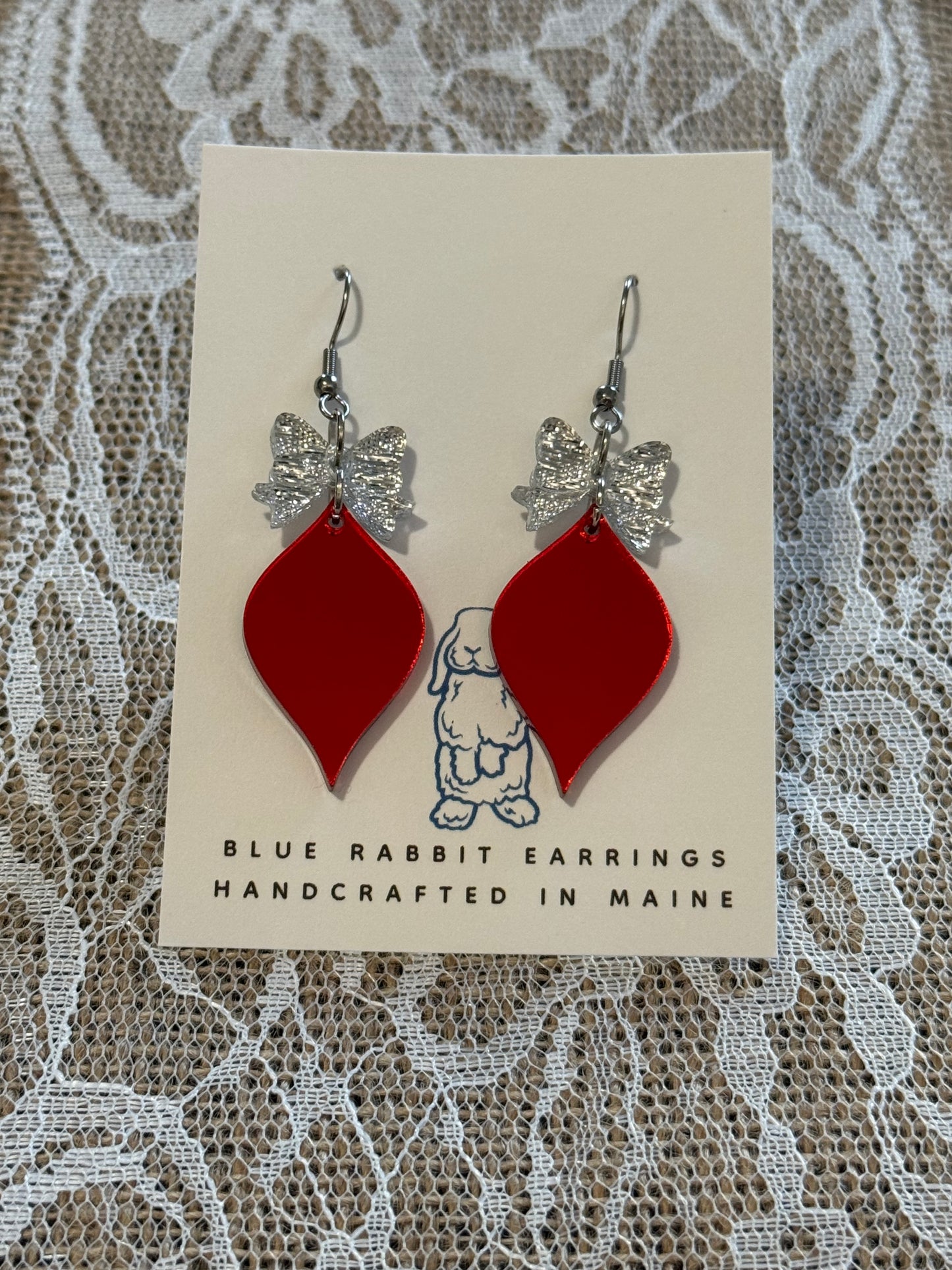 Acrylic Red Ornament Earrings