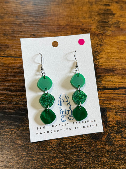 Acrylic Green Pebble Earrings