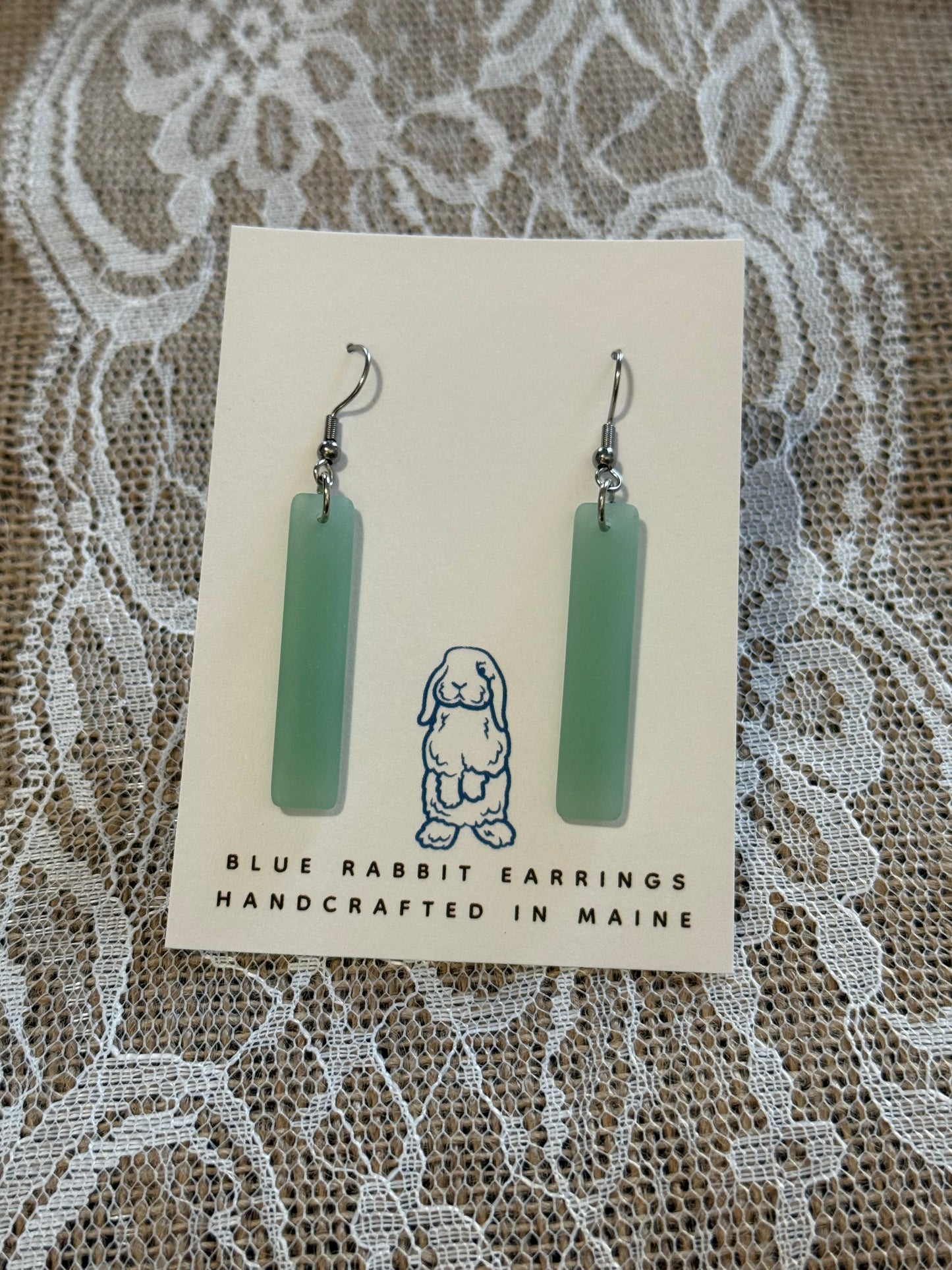 Sea Foam Sea Glass Bar Earrings