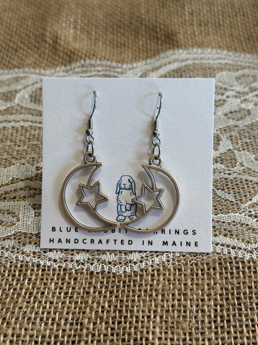 Antique Silver Moon & Star Earrings