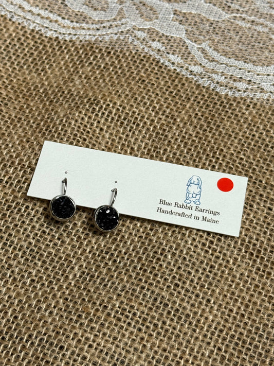 Black Druzy Leverbacks 8mm