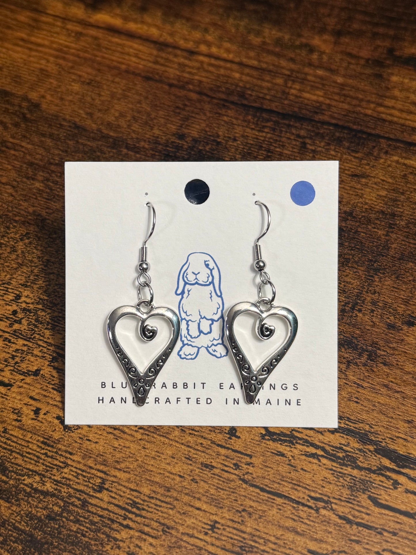 Antique Silver Heart Earrings