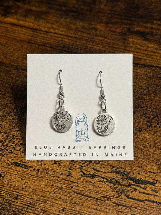 Antique Silver Dandelion Earrings